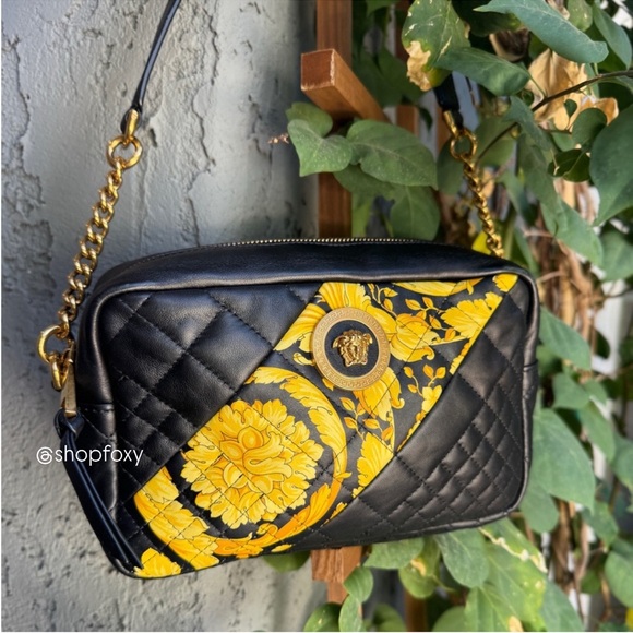 Versace Baroque Icon Quilted Leather Camera Crossbody Bag - Picture 1 of 15